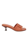Tod's Woman Sandals Brown Size 7.5 Calfskin In Brown