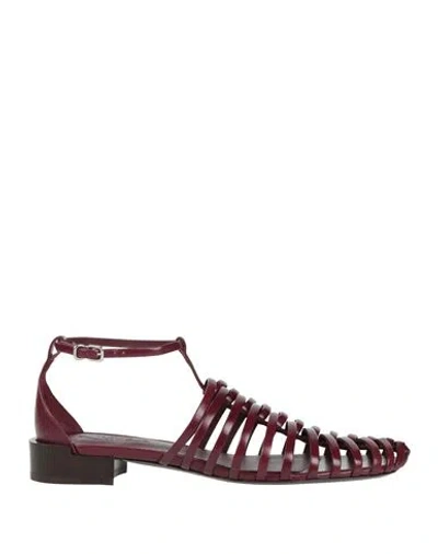 Tod's Woman Sandals Burgundy Size 10 Leather