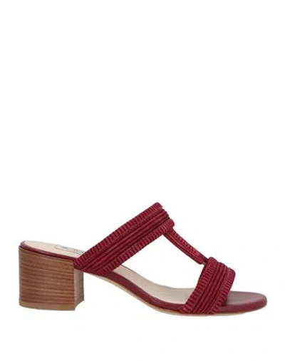 Tod's Double T Strap Suede Sandal In Red