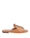 Tod's Woman Sandals Camel Size 7 Leather In Beige