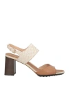Tod's Woman Sandals Camel Size 8 Leather In Neutral