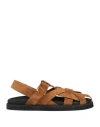 Tod's Woman Sandals Camel Size 8 Leather In Brown