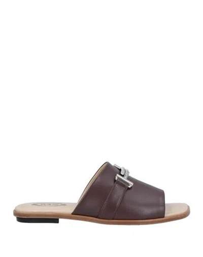 Tod's Woman Sandals Chocolate Brown Size 6.5 Leather