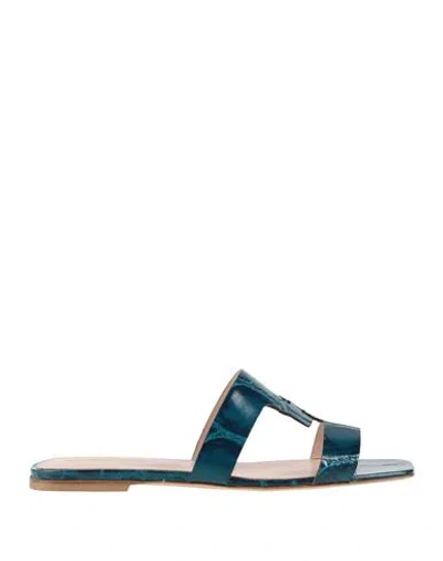 Tod's Woman Sandals Deep Teal Size 8 Leather In Green