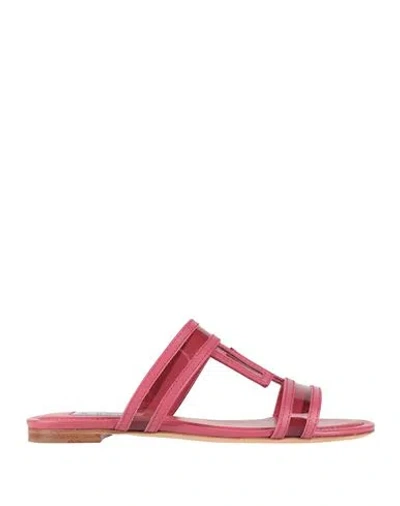 Tod's Woman Sandals Garnet Size 7 Leather, Plastic In Red