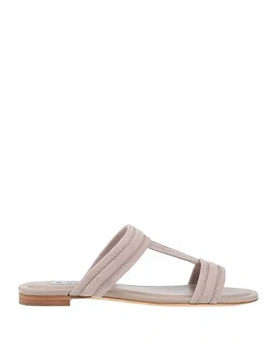 Tod's Woman Sandals Light Grey Size 4.5 Leather