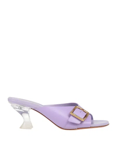 TOD'S TOD'S WOMAN SANDALS MAUVE SIZE 8 SOFT LEATHER