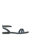 Tod's Woman Sandals Navy Size 7 Leather In Navy