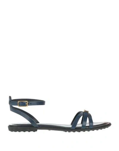 Tod's Woman Sandals Navy Size 7 Leather