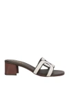Tod's Woman Sandals Off White Size 6.5 Calfskin In Brown