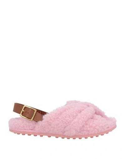 Tod's Woman Sandals Pink Size 8 Shearling