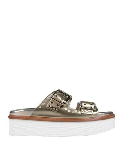 Tod's Eyelet-embellished Platform Sandals In Gold