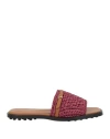 Tod's Woman Sandals Plum Size 5.5 Natural Raffia In Purple