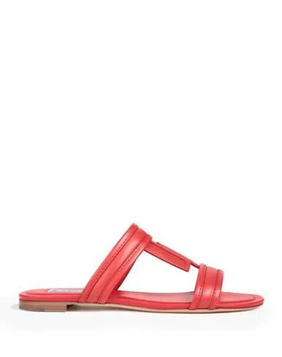 Tod's Woman Sandals Red Size 7 Leather