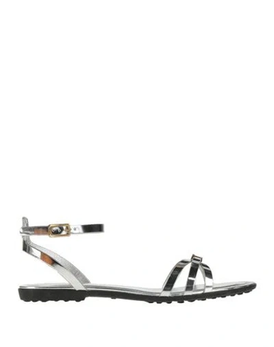Tod's Woman Sandals Silver Size 8 Leather