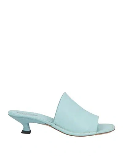 TOD'S TOD'S WOMAN SANDALS SKY BLUE SIZE 8 LEATHER