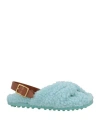 Tod's Woman Sandals Sky Blue Size 8 Shearling