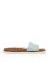 Tod's Woman Sandals Sky Blue Size 9 Soft Leather