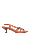 Tod's Slingback Leather Sandals In Brown