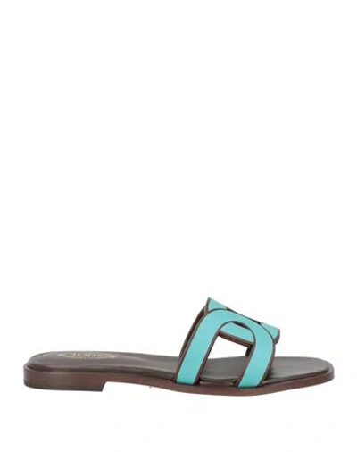 Tod's Woman Sandals Turquoise Size 6.5 Leather