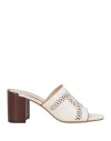 Tod's Perforated Block Heel Sandals In White