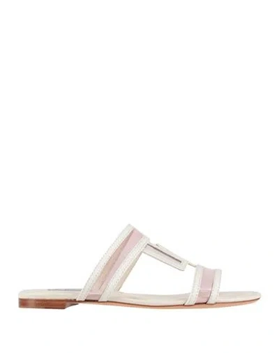 Tod's Woman Sandals White Size 6.5 Leather, Plastic
