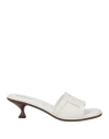 Tod's Woman Sandals White Size 7.5 Calfskin