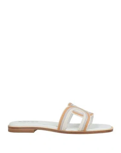 Tod's Woman Sandals White Size 8 Calfskin In Gold