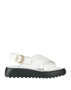 Tod's Woman Sandals White Size 8 Leather