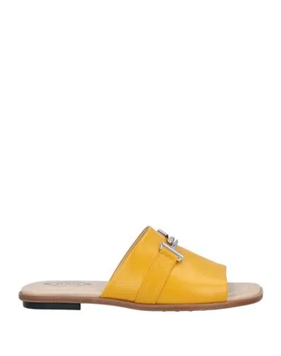 Tod's Woman Sandals Yellow Size 7 Leather