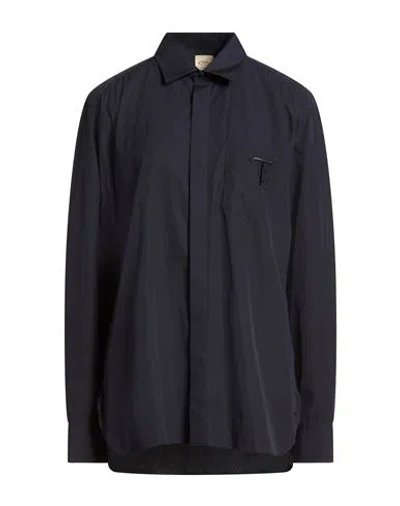 Tod's Woman Shirt Midnight Blue Size 4 Cotton In Black