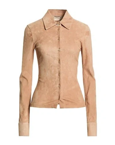 Tod's Woman Shirt Sand Size 6 Lambskin In Brown