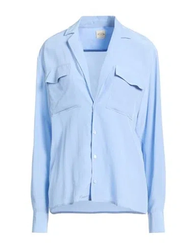 Tod's Woman Shirt Sky Blue Size 8 Silk