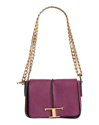 Tod's Woman Shoulder Bag Plum Size - Leather In Purple