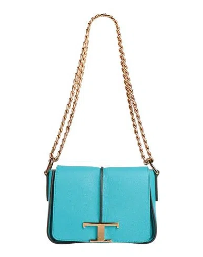 Tod's Woman Shoulder Bag Turquoise Size - Leather In Blue