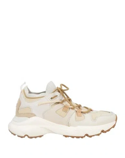 Tod's Woman Sneakers Beige Size 7.5 Leather, Textile Fibers