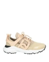 Tod's Woman Sneakers Beige Size 7 Textile Fibers, Leather In Beige
