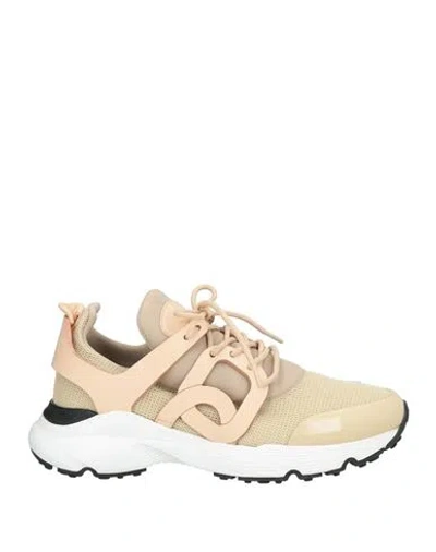 Tod's Woman Sneakers Beige Size 7 Textile Fibers, Leather