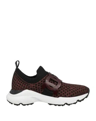 Tod's Woman Sneakers Black Size 7.5 Textile Fibers, Soft Leather In Brown