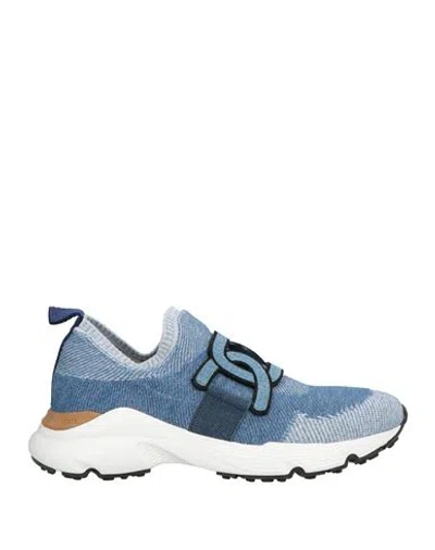 Tod's Woman Sneakers Blue Size 8 Leather, Textile Fibers