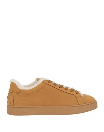 Tod's Woman Sneakers Camel Size 7.5 Leather In Brown
