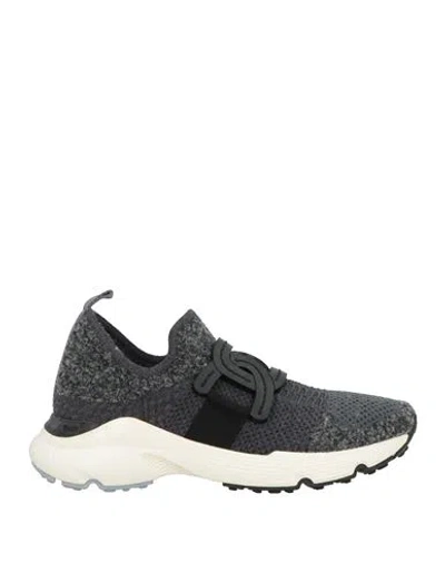 Tod's Woman Sneakers Charcoal Size 6.5 Textile Fibers, Leather In Multi