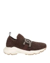 Tod's Woman Sneakers Chocolate Brown Size 8 Textile Fibers, Leather