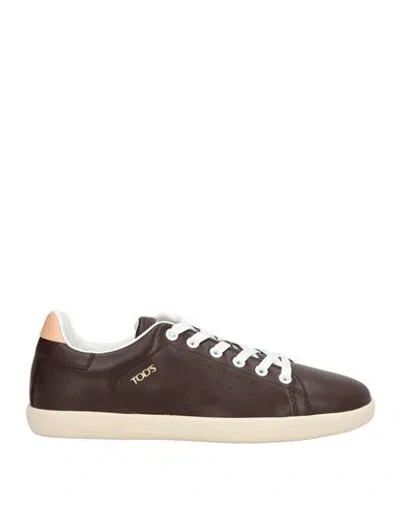 Tod's Woman Sneakers Dark Brown Size 8 Soft Leather