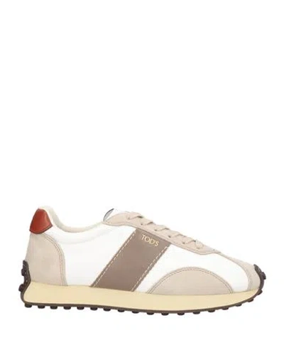 Tod's Fabric And Suede Sneakers With Contrast Panels In White