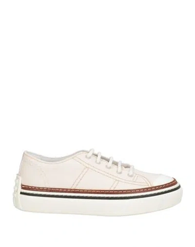Tod's Woman Sneakers Light Pink Size 7.5 Textile Fibers, Leather In White