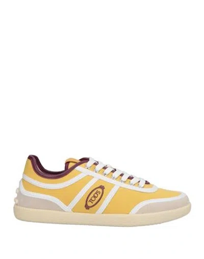 Tod's Woman Sneakers Marigold Size 8 Leather, Textile Fibers In Yellow