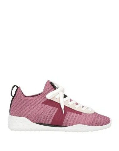 Tod's Woman Sneakers Mauve Size 5 Textile Fibers, Soft Leather In Purple