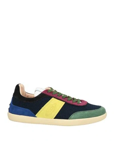 Tod's Woman Sneakers Midnight Blue Size 7 Leather In Multi