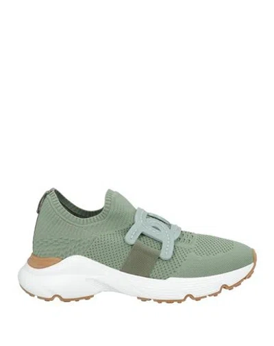 Tod's Woman Sneakers Military Green Size 4.5 Textile Fibers, Soft Leather